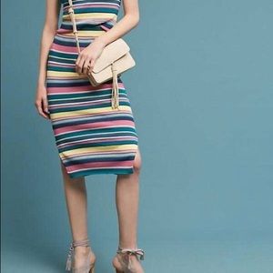 ANTHROPOLOGIE STRIPE SLIT RIB SKIRT